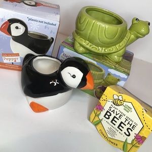 Plant pot cute Planters penguin turtle garden decorations flower starter bundle